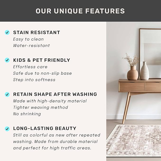 2x4 Boho Runner Rug, Neutral Farmhouse Entryway Rugs, Small Throw Runners - Image 6