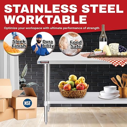 DuraSteel 24x72 Stainless Steel Work Table - Image 3