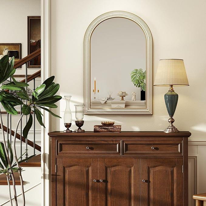 36x24 Inches Farmhouse Wooden Arched Wall Mirrors, Boho Decorative Arch Mirrors - Image 5