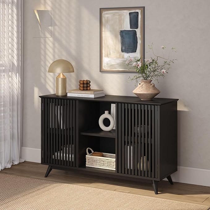 Plank+Beam Mid-Century Modern Wood TV Stand, Solid Wood Entertainment Console by PlankBeam