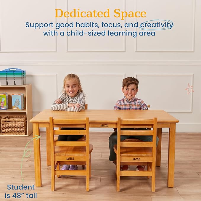 ECR4Kids 24in x 48in Rectangular Hardwood Table and Chair Set, 12in Seat Height - Image 7
