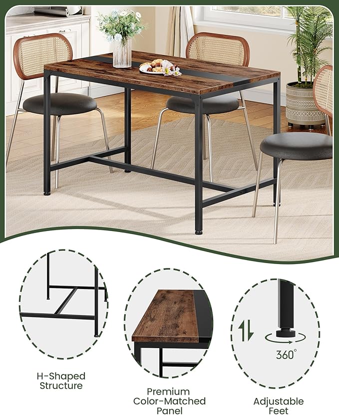 47.2'' Dining Table, Rectangle Color-Blocked Kitchen Dinner Table, - Image 6