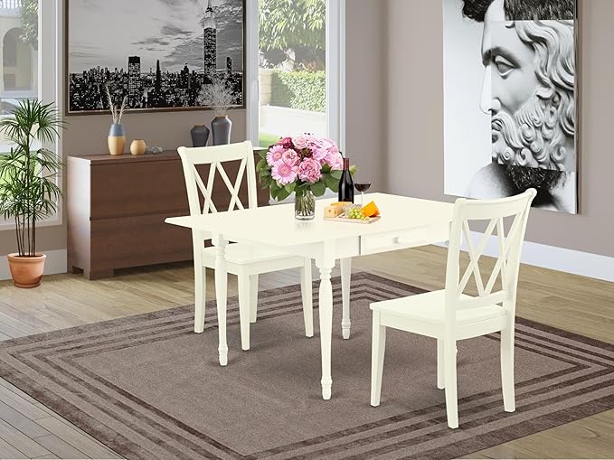 East West Furniture MZCL3-LWH-W 3 Piece Dinette Set - Image 2