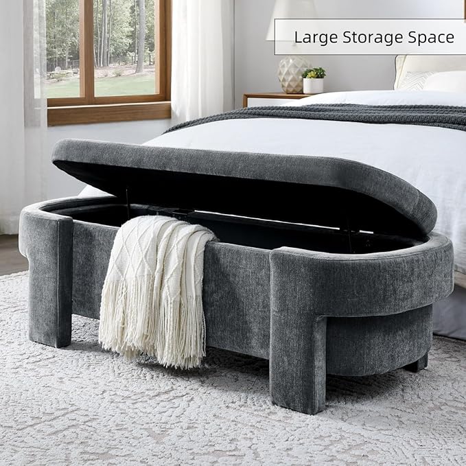 KEIKI 51" Linen Ottoman Bench - Image 3