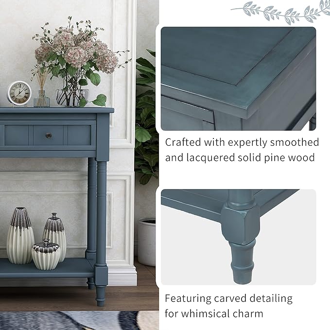 Bellemave Console Table with Drawers, Retro Entryway Table with 2 Drawers and - Image 4