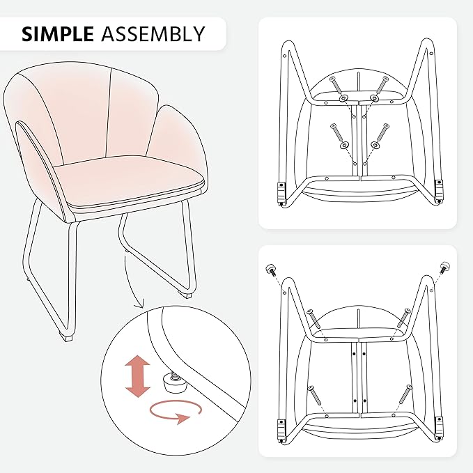 Yaheetech Flower Shape Velvet Vanity Chair, Modern Side Armchair Makeup Chair - Image 9
