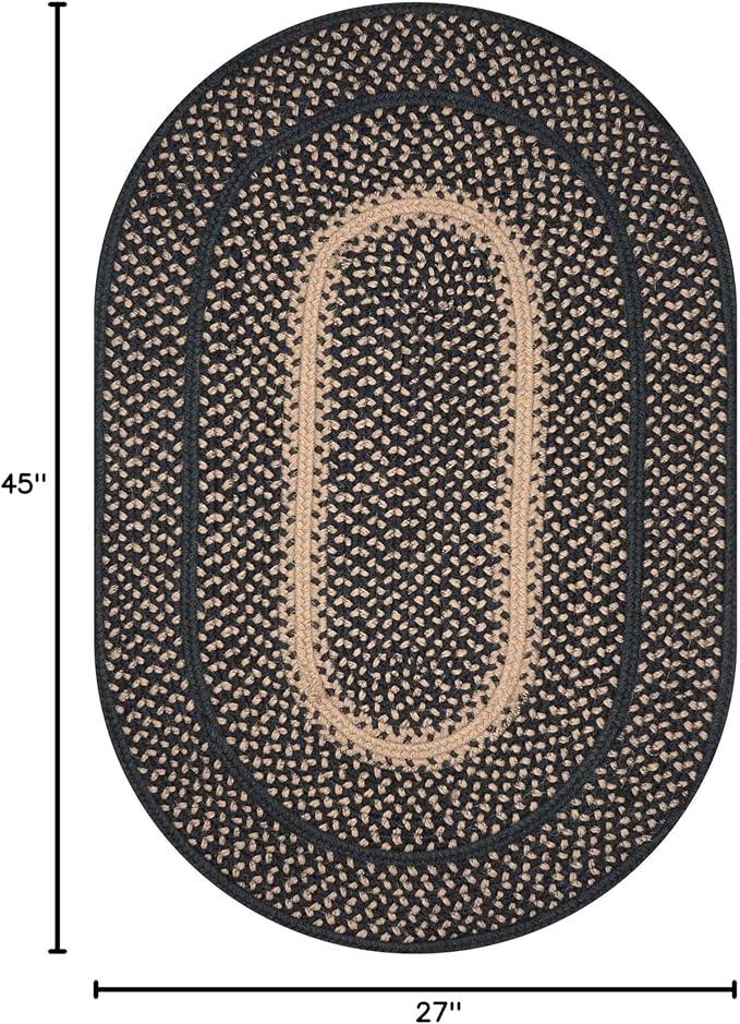 Manchester Black Oval Braided Rug, 27x45 - Image 2