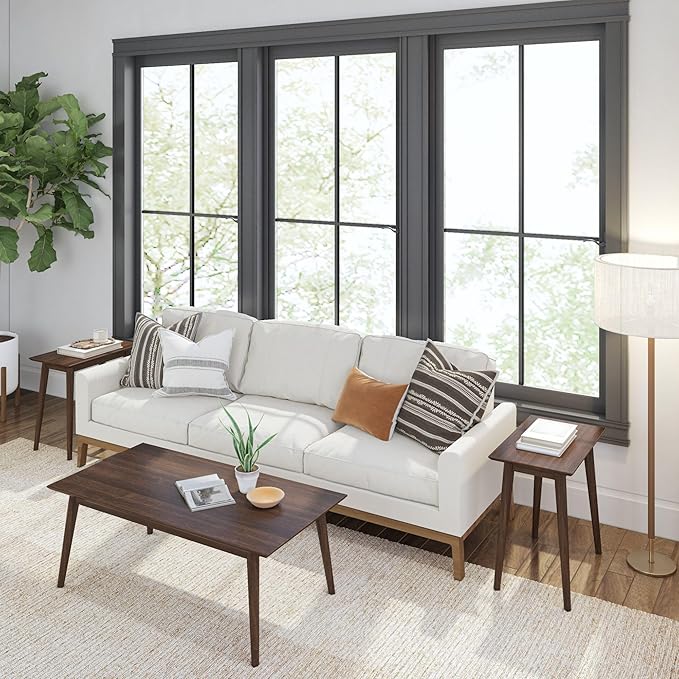 Plank+Beam 48 Inch Mid Century Modern Coffee Table, Wood Coffee Tables - Image 7