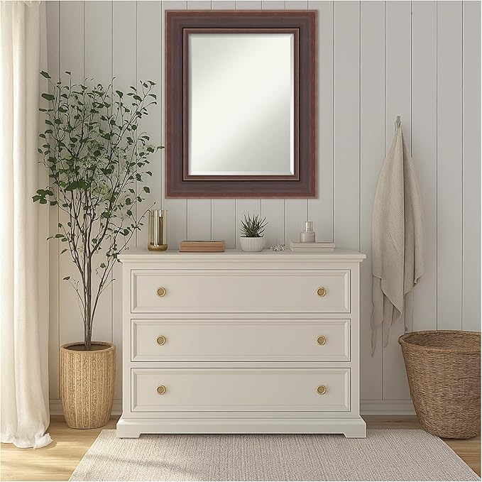 Amanti Art Brown Wall Mirror 32x26 Moab Brown Bronze Rectangle Bathroom Mirror - Image 7