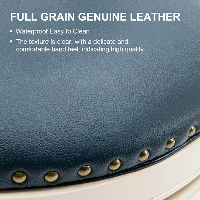 CozyRain Bar Stools Modern Swivel Barstools, Kitchen Counter Genuine Leather - Image 7