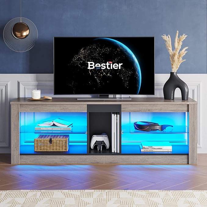 Bestier Entertainment Center LED Gaming TV Stand - Image 4