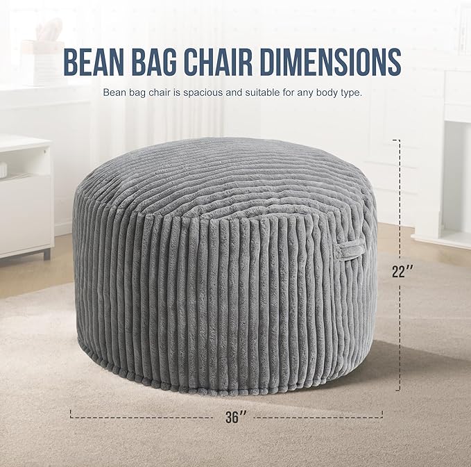 Hobestluk 3ft Bean Bag Chairs for Adults Large Beanbag Chair - Image 2