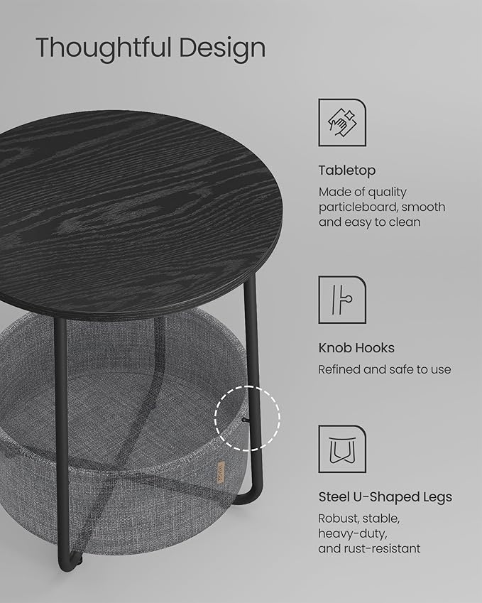 VASAGLE Small Round Side End Table, Modern Nightstand - Image 7