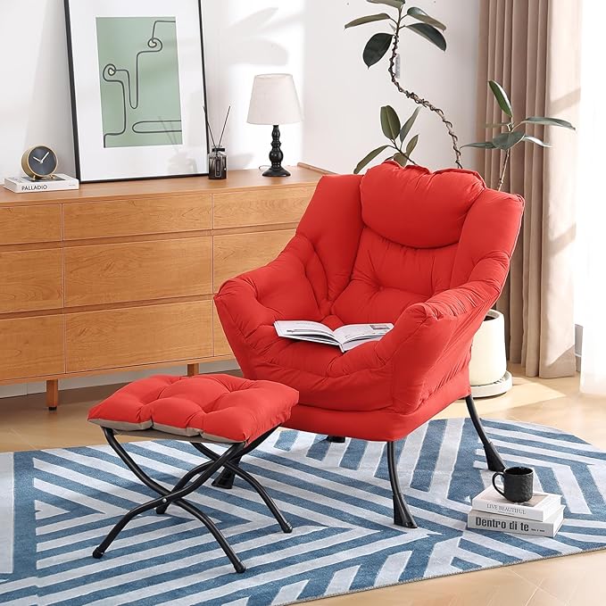 Modern Lazy Chair with Folding Footrest, Lounge Accent & Comfortable Reading - Image 3