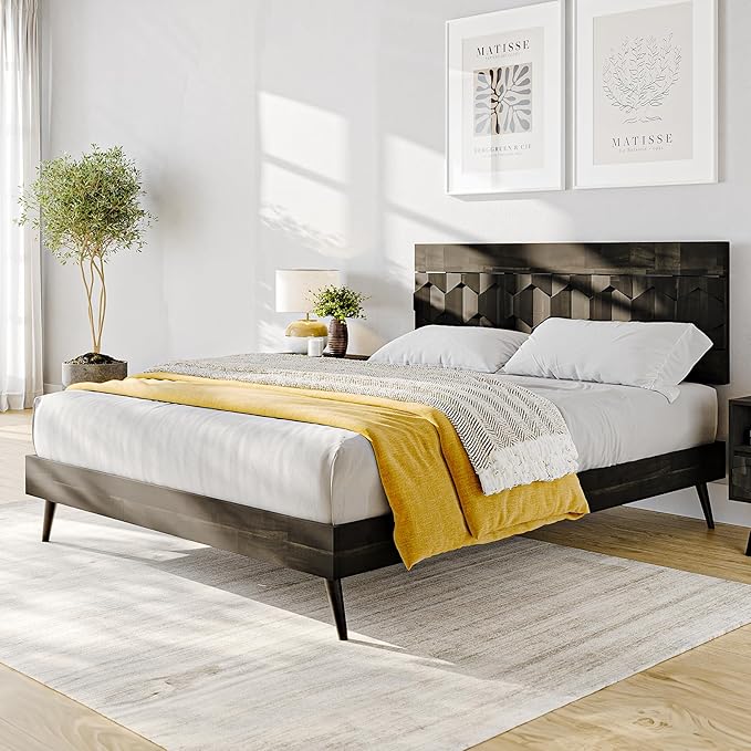 Bme Georgina Signature Mocha Bed Frame, Queen Bed Frame and Headboard - Image 3