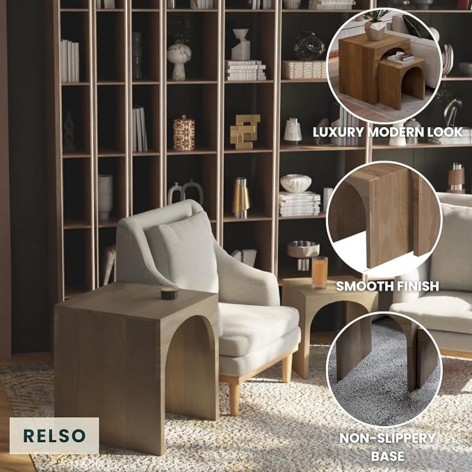 Relso Arch Duo Solid Mango Wood Nesting Tables - Image 8