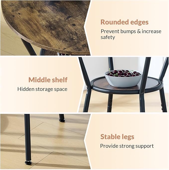3-Piece Round Bar Table and Chair Set, Small Dining Table - Image 3