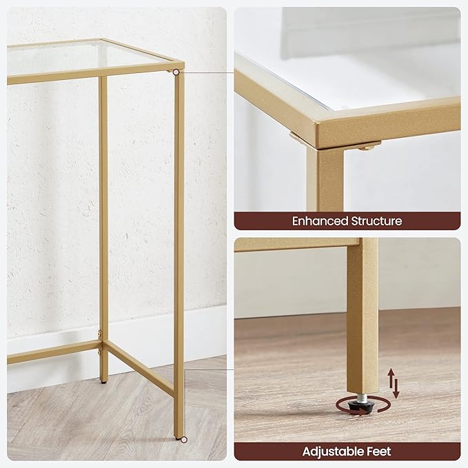 VASAGLE 47.2 Inches Console Table, Tempered Glass Sofa Table, Modern Entryway - Image 7