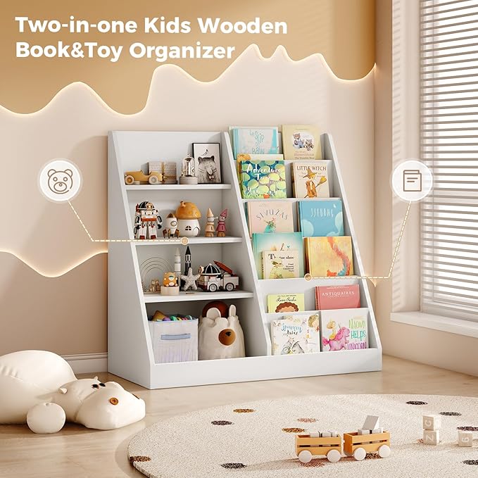 Tatub 6 Tier Kids Wooden Bookshelf and Toy Storage, Children Toy Organizer - Image 3