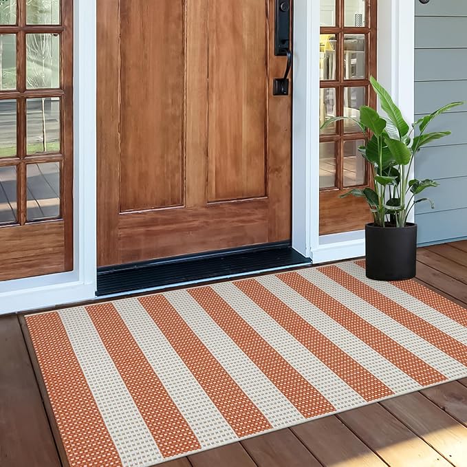 OJIA Fall Front Door Rug 24"x51" Halloween Doormat Striped Rug Cotton Woven - Image 6