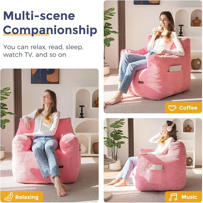 MAXYOYO Bean Bag Chair, Tufted Bean Bag Couch Lazy Chair, Living Room Sofa Couch - Image 4