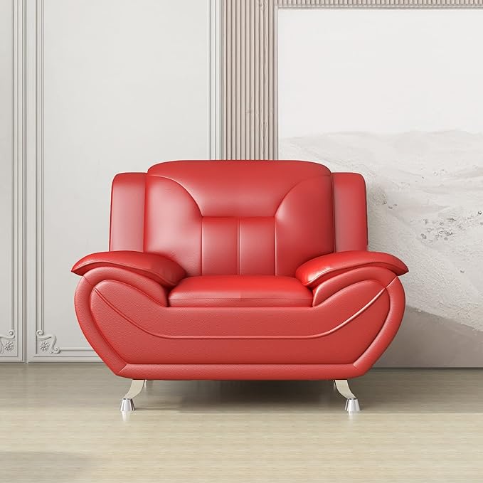 Container Furniture Direct Michael Modern Faux Leather Upholstered Stainless - Image 14