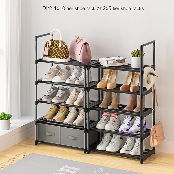 Tall Shoe Rack Narrow 10 Tier Shoes Rack 20 25 Pairs, Shoe Storage Organizer - Image 5