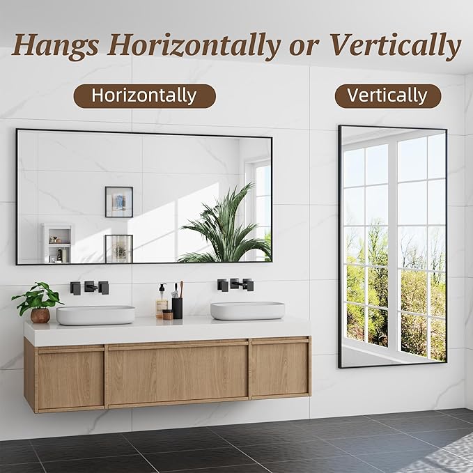 Bathroom Mirror 60" x 30", Large Rectangle Wall Mirror, Entryway Decor - Image 7