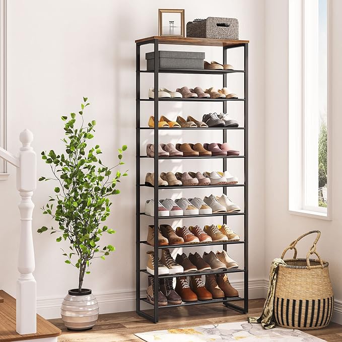 HOOBRO 10-Tier Shoe Rack, 23.6" L Shoe Storage Organizer, Large Capacity Shoe - Image 4