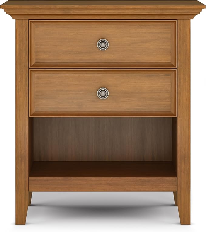 SIMPLIHOME Amherst SOLID WOOD 24 Inch Wide Traditional Bedside Nightstand Table - Image 5