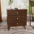 COSIEST Modern End Table w 3 Storage Drawers, Night Stand w Honeycomb Pattern by COSIEST