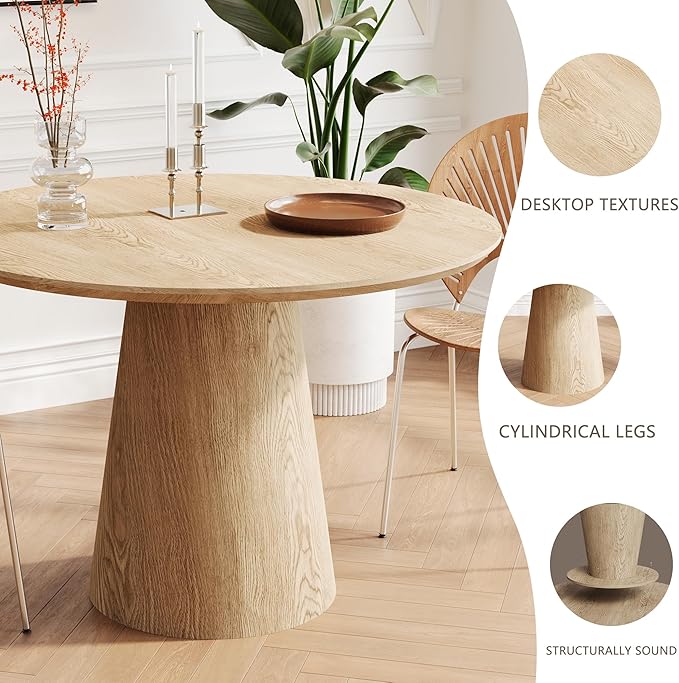 Round Dining Room Table for 4, for Kitchen, Living Room, Small Spaces, - Image 3