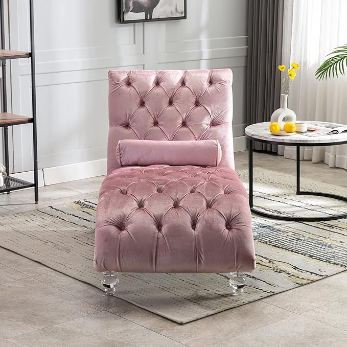 HomSof Modern Armless Velvet Chaise Lounge Indoor Chair - Image 3