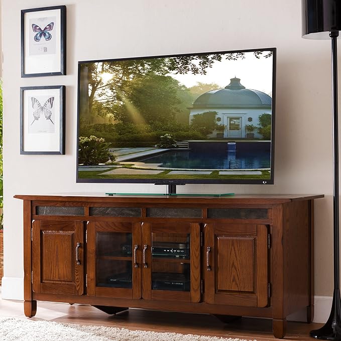 Leick Home 89360 Rustic Oak TV Stand - Image 6