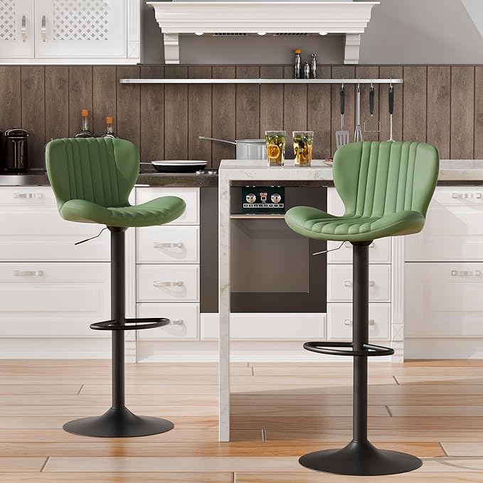 Shintenchi Bar Stools Set of 2 Modern Swivel Bar Chairs, Counter Height Faux by Shintenchi