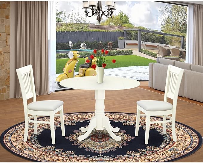 East West Furniture DLVA3-LWH-C 3 Piece Modern Dining Table Set Contains a - Image 6