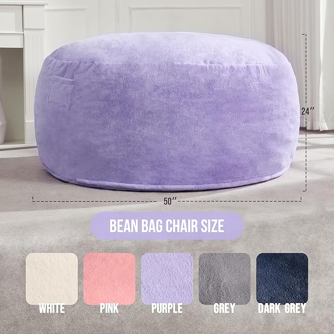 Hobestluk 5ft Bean Bag Chairs for Adults Large Beanbag Chair - Image 2