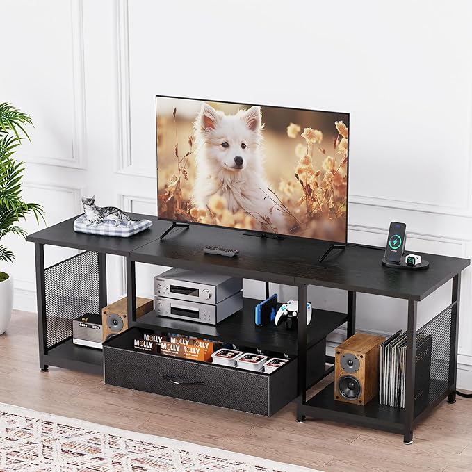 TV Stand with Drawers and Power Outlet by eiskah