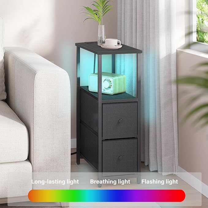 TUTOTAK Small Narrow LED End Table - Image 4