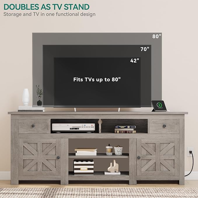 YITAHOME TV Stand for 75/80 Inch TV, Farmhouse Entertainment Center - Image 6