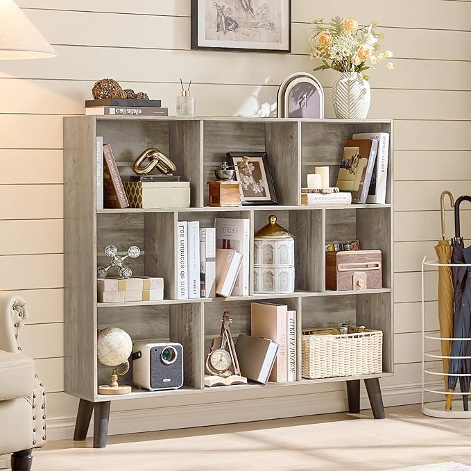 LEYAOYAO 10 Cube Bookshelf, 3 Tier Modern Wide Bookcase - Image 3