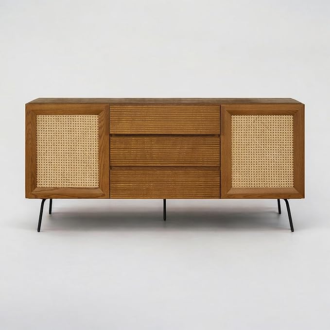 NTC MOSSIC Sideboard with 2 Doors and 3 Drawers, Buffet Cabinet with Natural - Image 8