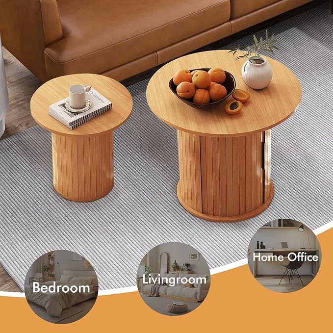 Modern Walnut End Table with Storage - Image 5