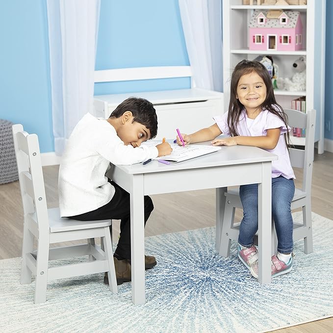 Melissa & Doug Wooden Table & Chairs-Gray Kids Furniture - Image 7