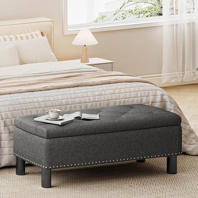 Furniliving Ottoman Bench with Storage, Folding Storage Ottoman Bench with Wood by FurnilivingFurnitureforHome