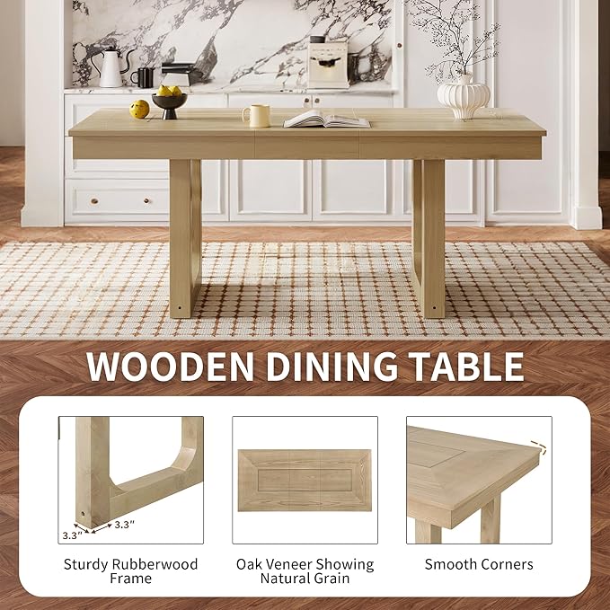 Merax 7 Piece Extendable Wooden Dining Table Set, Farmhouse Extendable - Image 5