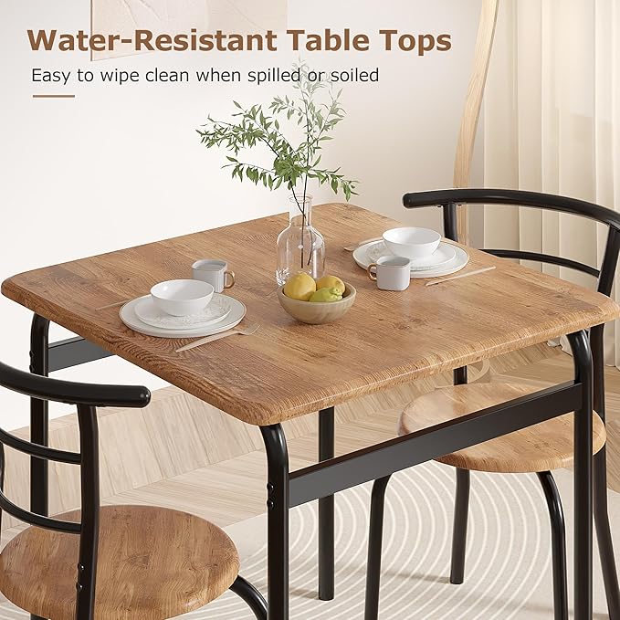 VECELO 3 Piece Dining Table & Chairs Set - Image 3