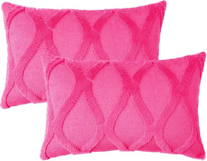 decorUhome Throw Pillow Covers 12x20 Inch Set of 2, Soft Plush Faux Fur Wool - Image 7