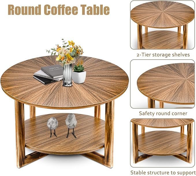 Coffee Tables for Living Room, Small Round Coffee Table - Image 4