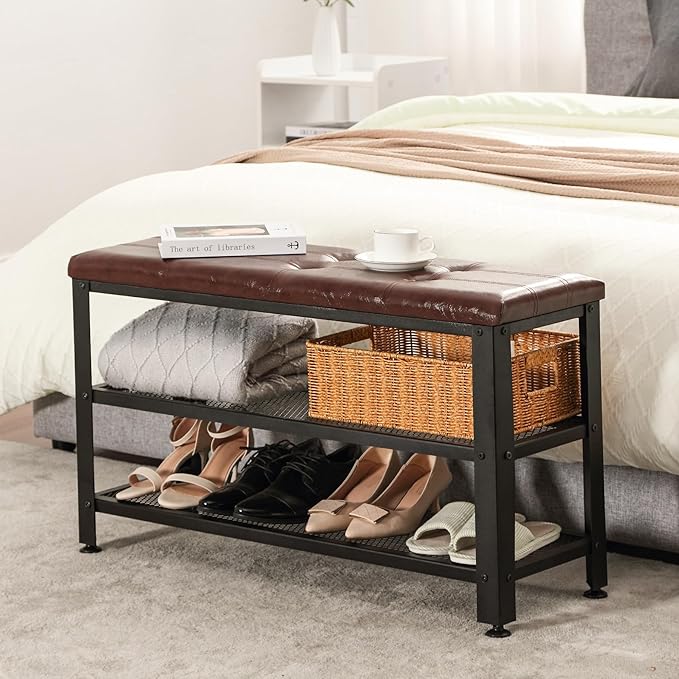 Apicizon 35.5" Shoe Rack Bench, 3-Tier Entryway Bench, - Image 6
